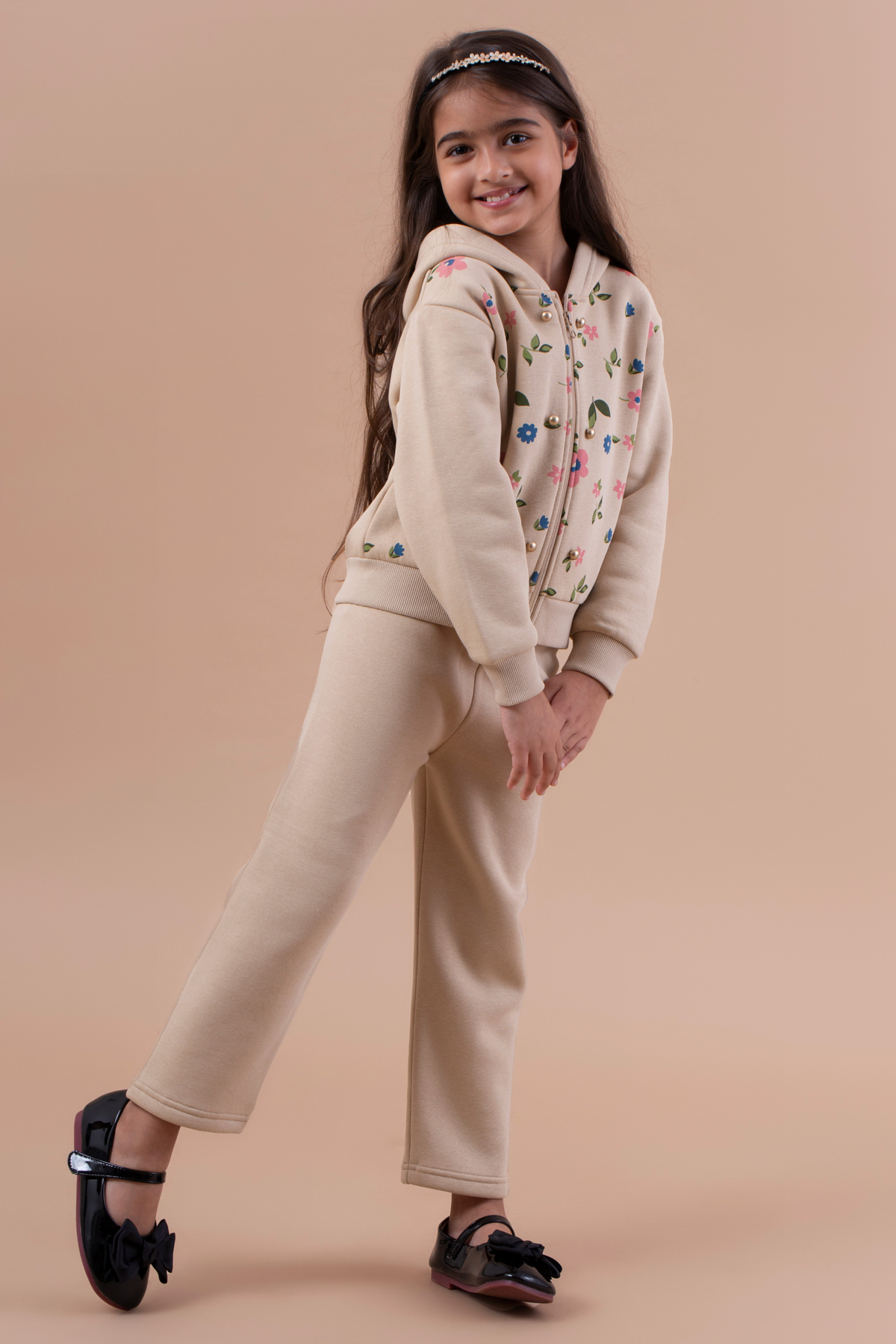 Beige print tracksuit