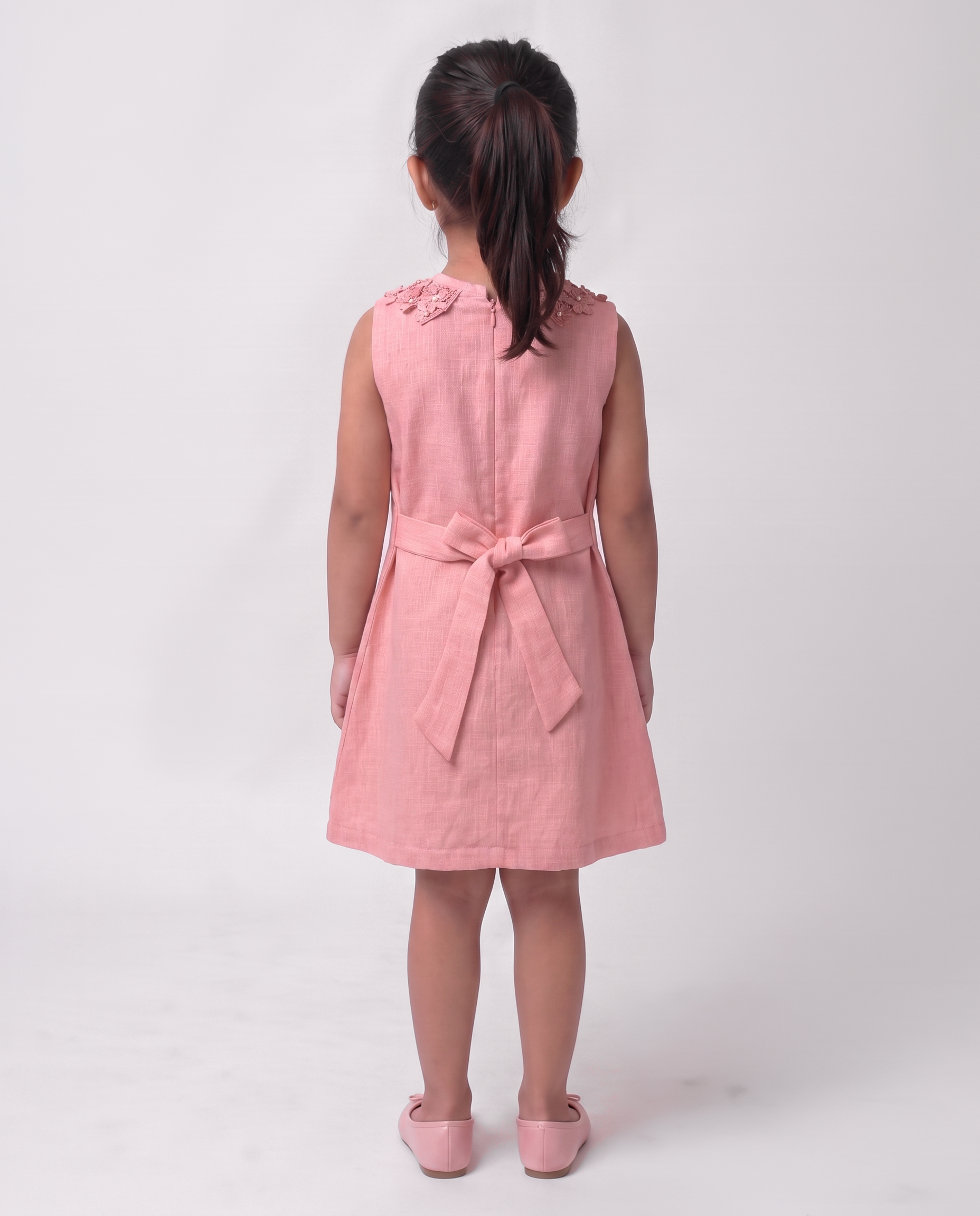 Formal Cotton linen dress with side pintek