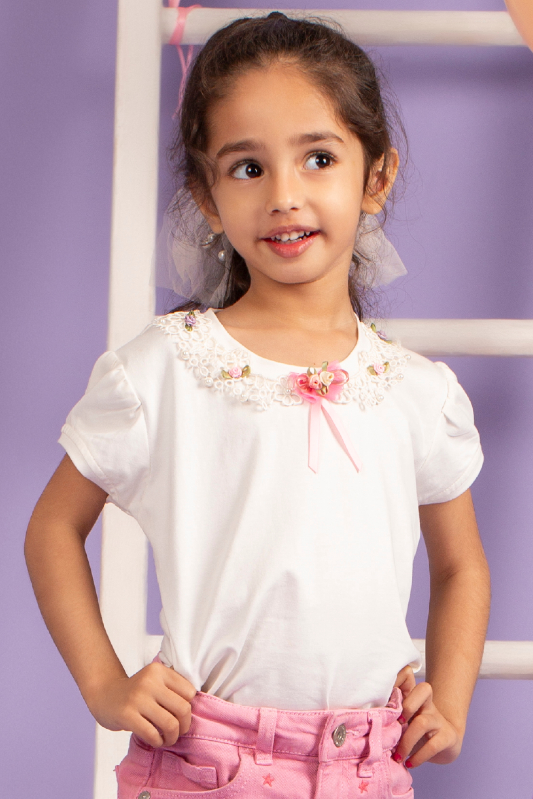 Cream Top with Playful Lace