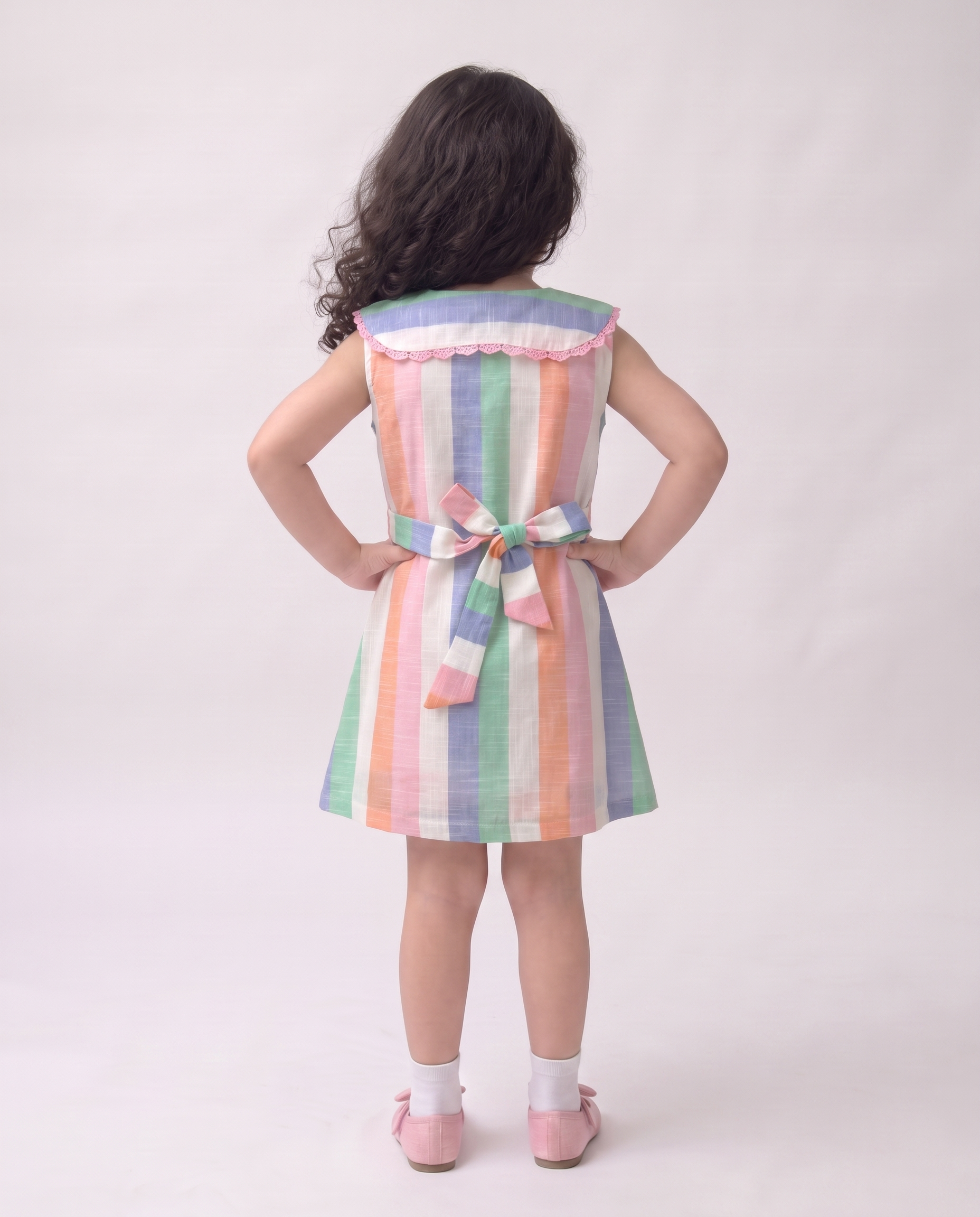 Pastel stripe cotton dress