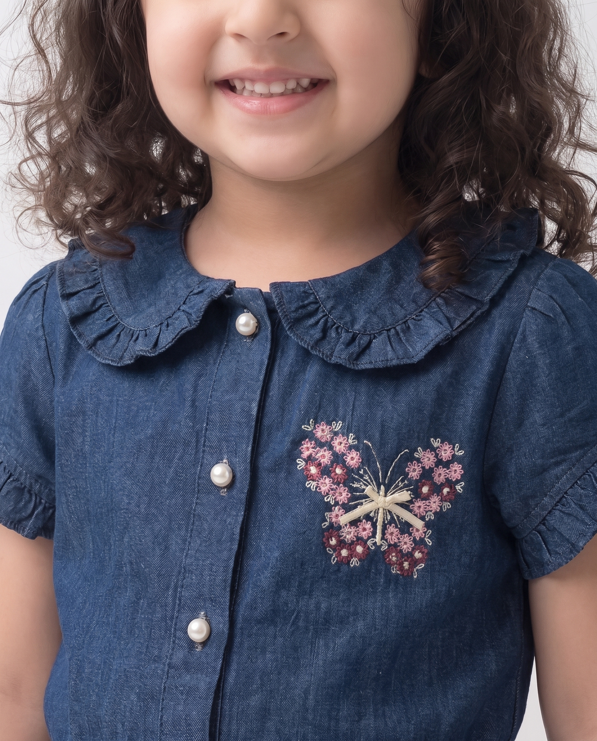 Cotton (Dark) denim Co-ordset with butterfly print