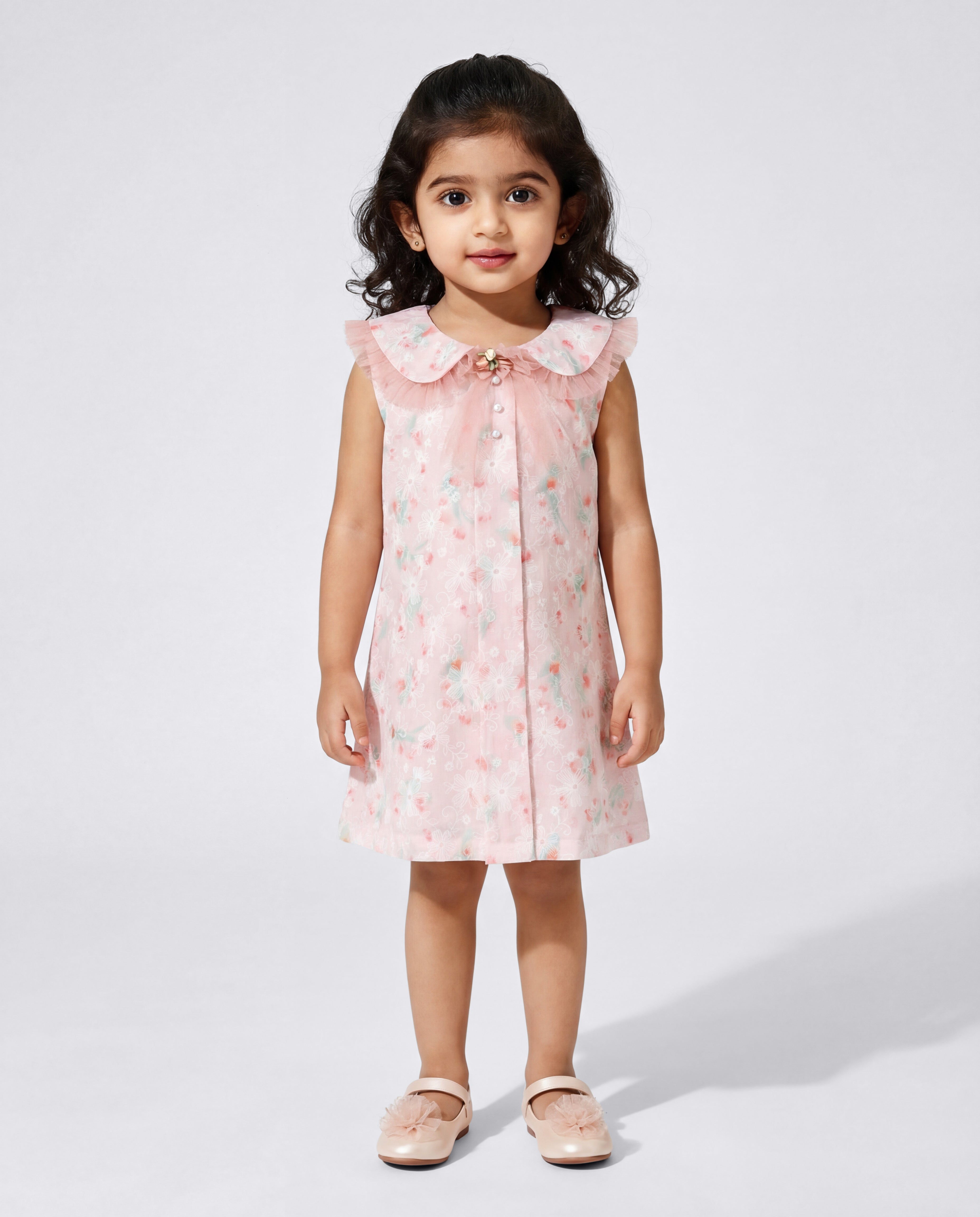 Peach floral print dress