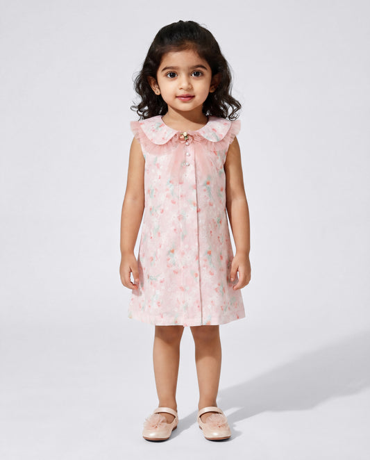Peach floral print dress
