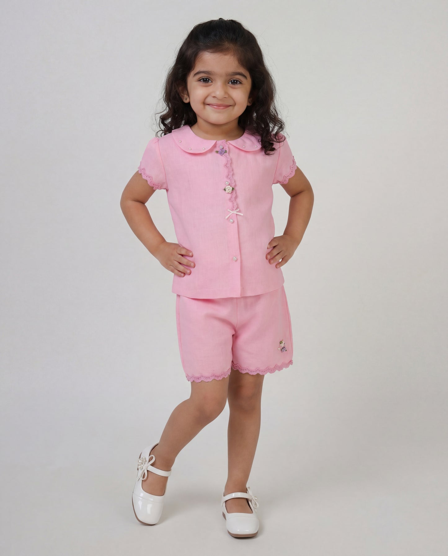 Pink co-ord with lace detailing(SS26-#034)