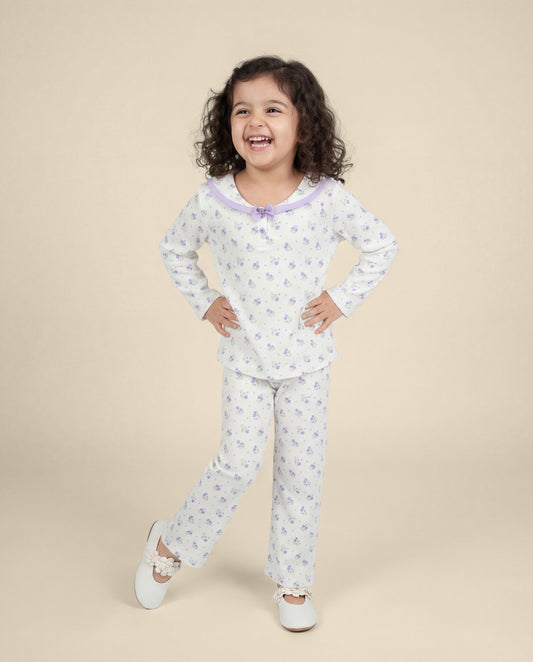 Butter soft Purple printed nightsuit (SS26-#024)