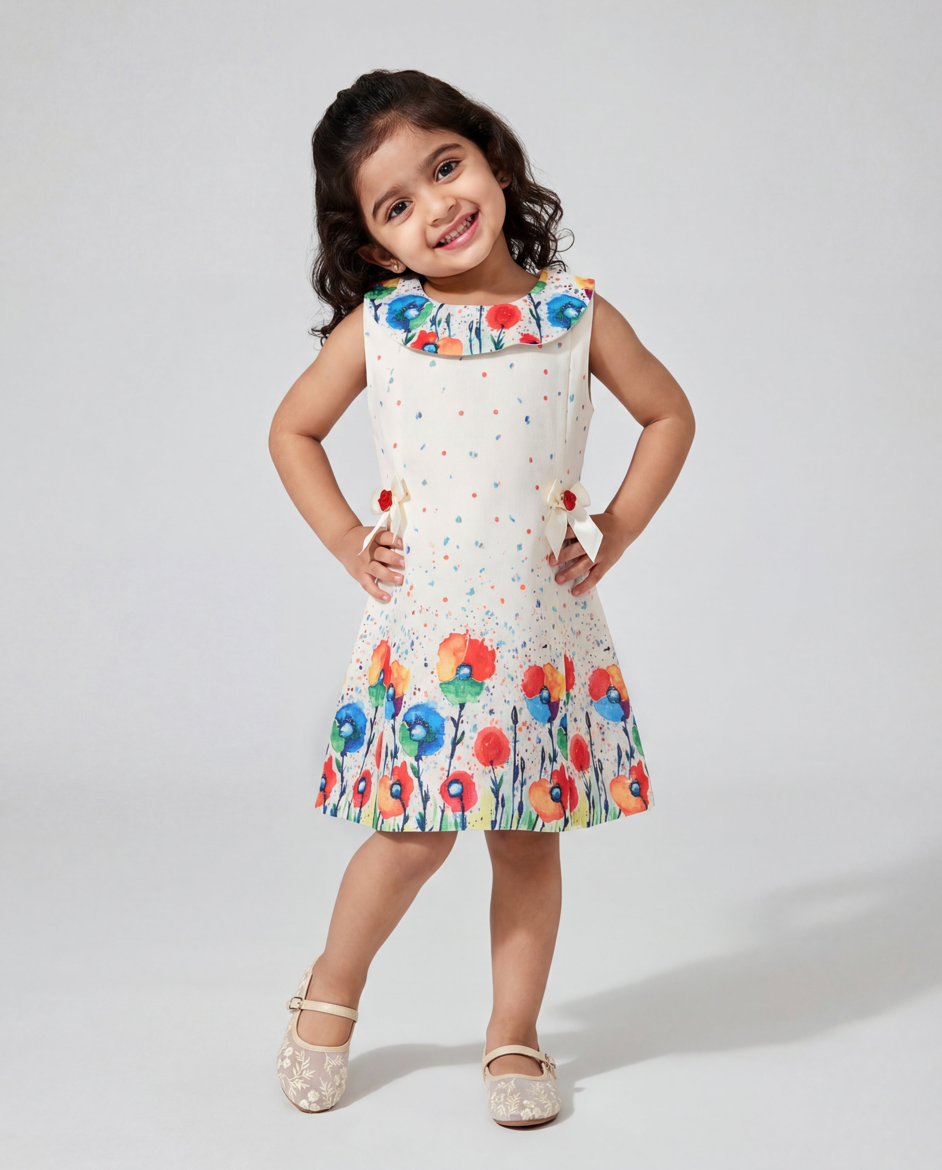 Floral print dress with cowl neck