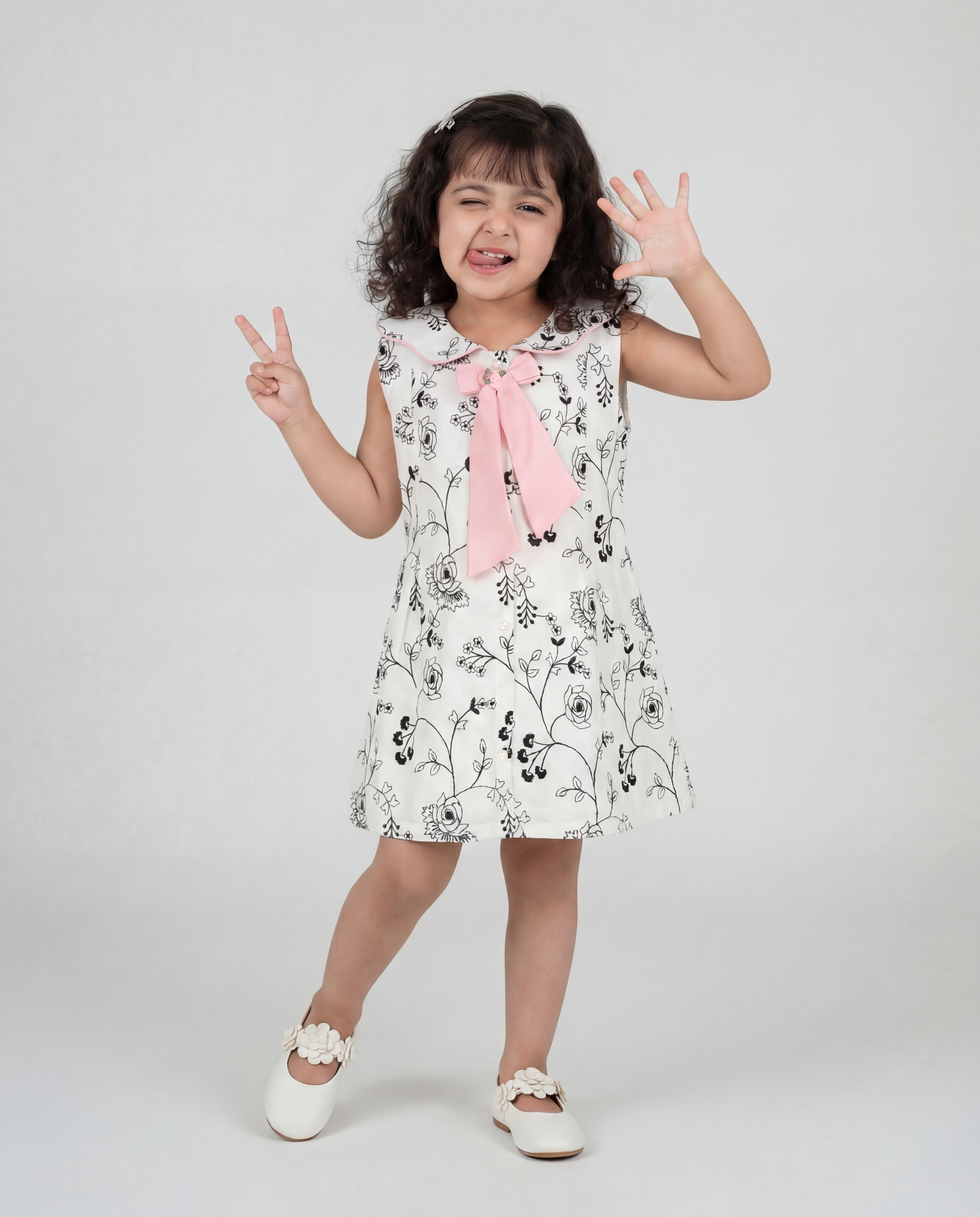 Black and white embroidered dress