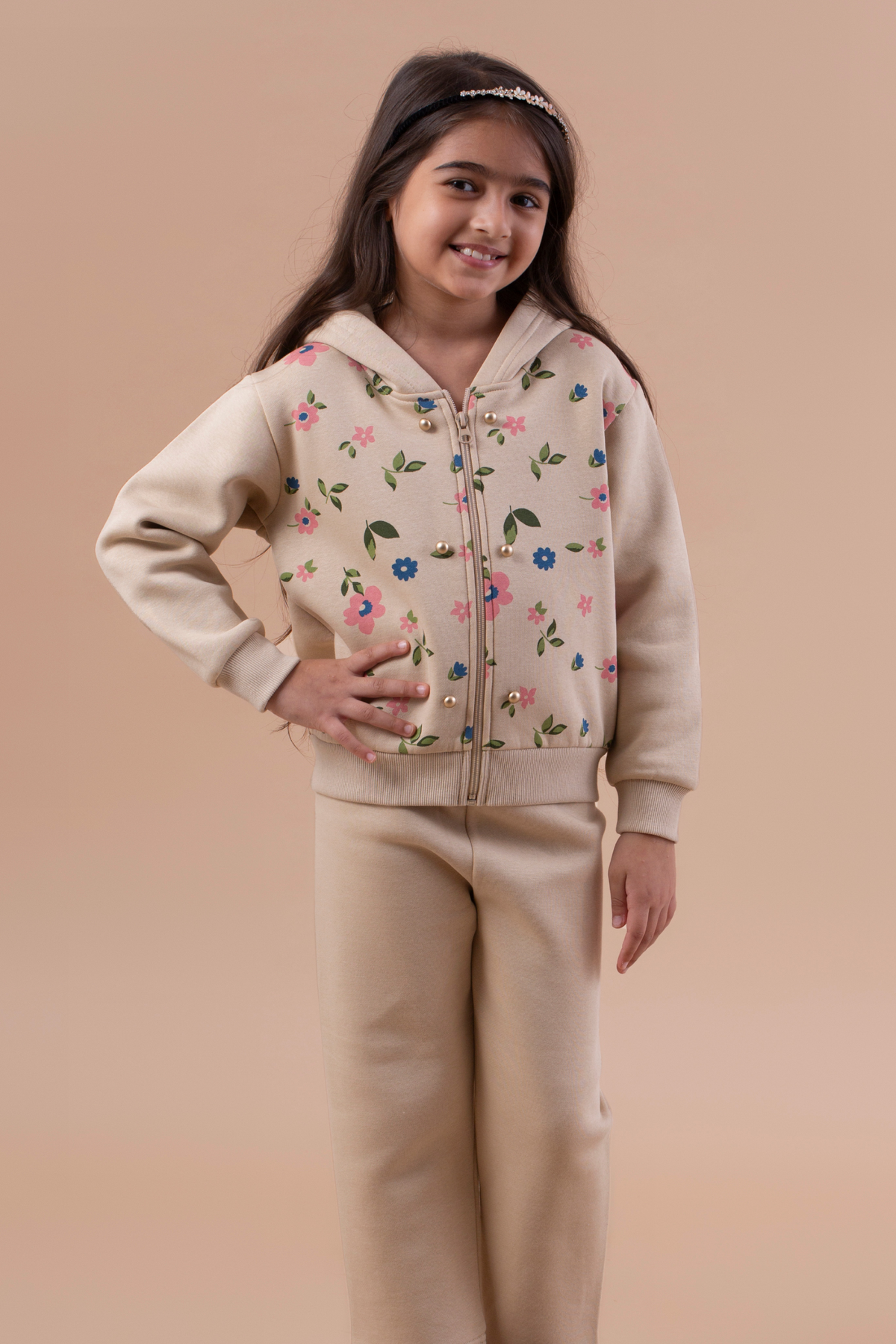 Beige print tracksuit