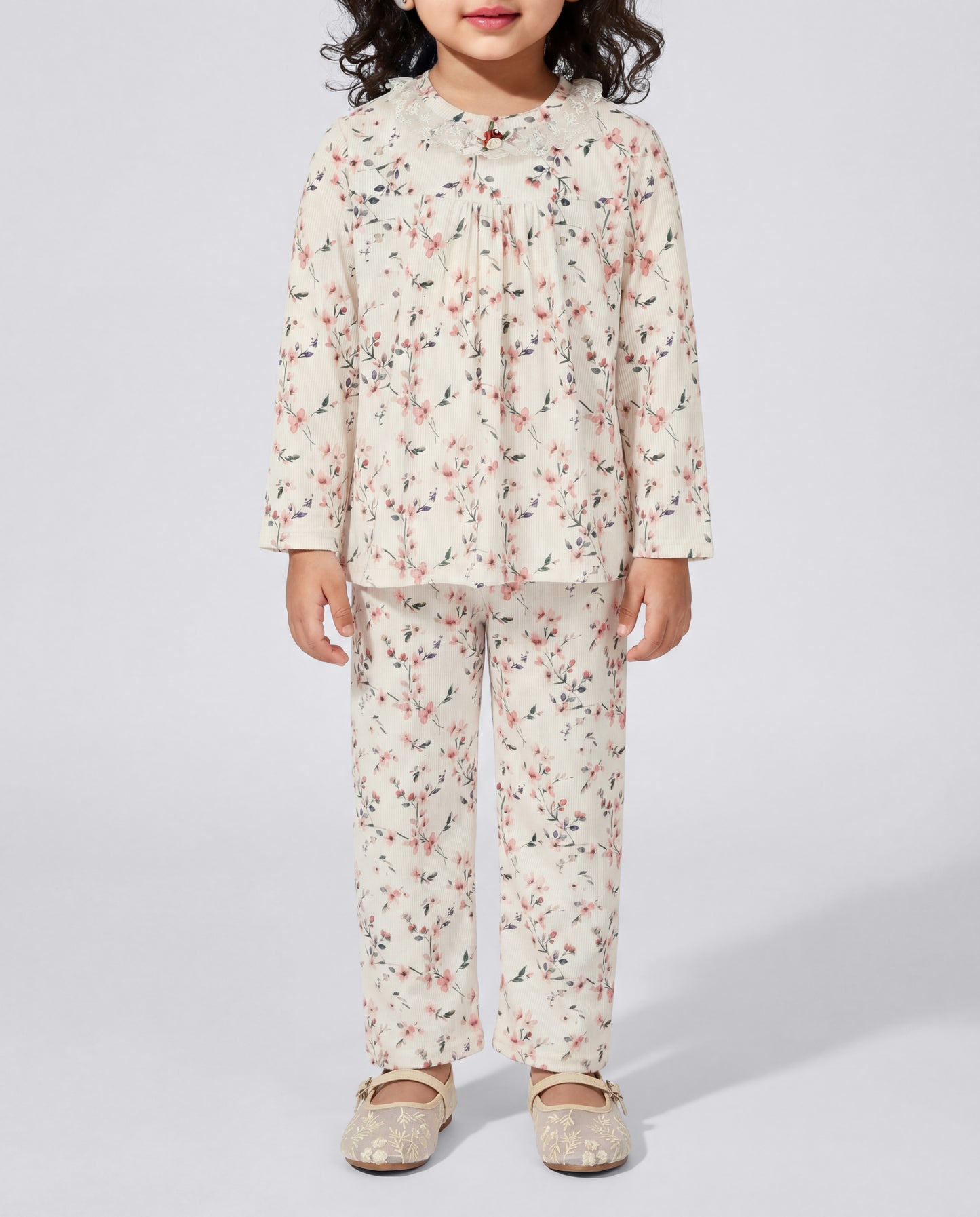 Super soft Peach floral nightsuit (SS26-#025)