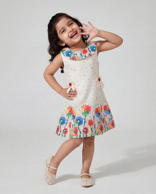 Floral print dress with cowl neck
