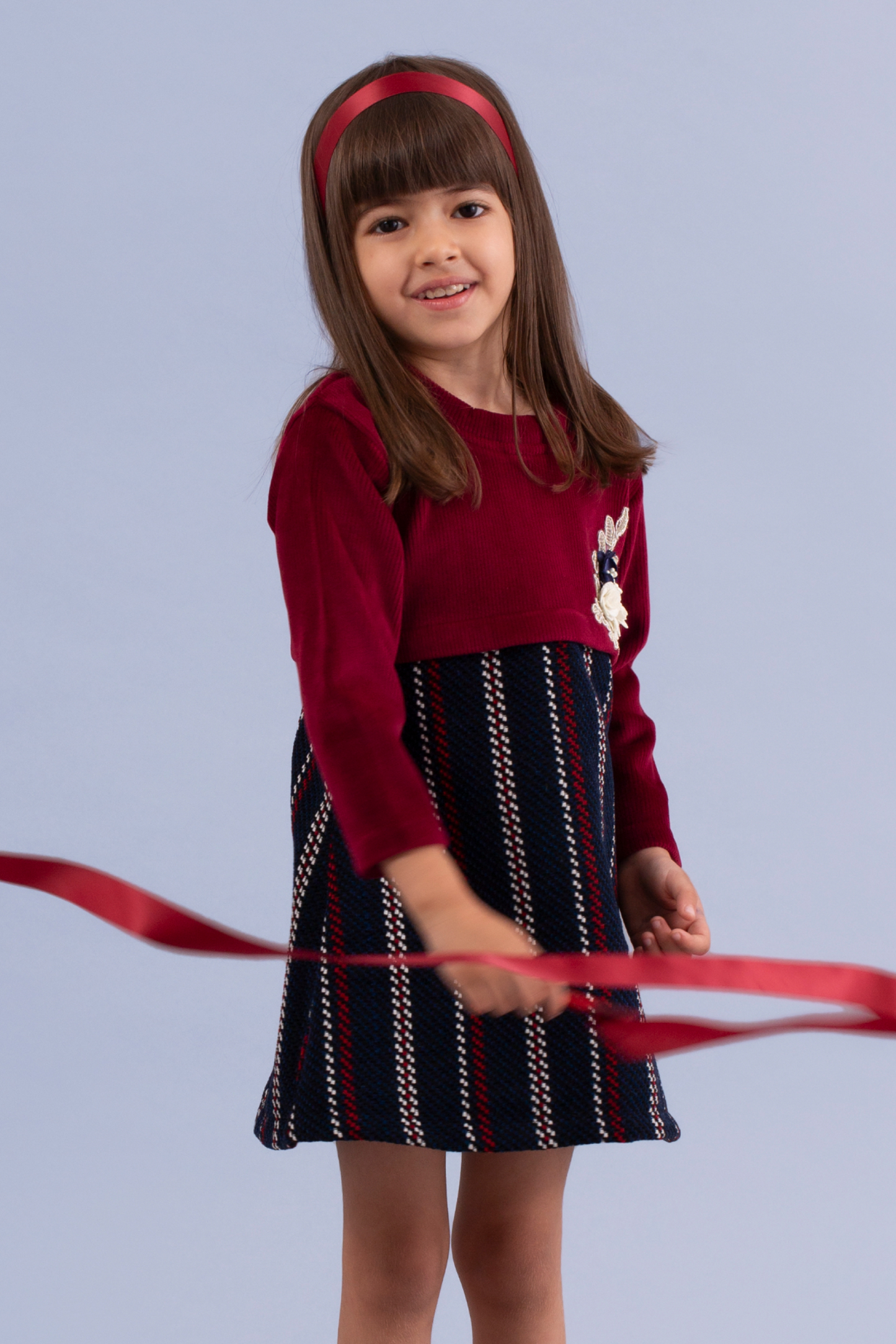 Maroon and navy mix and match dress