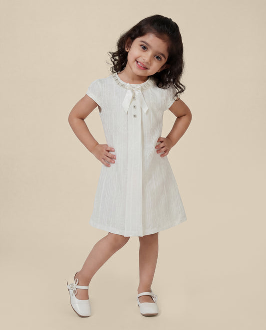 Embroidered dress with pearl detailing