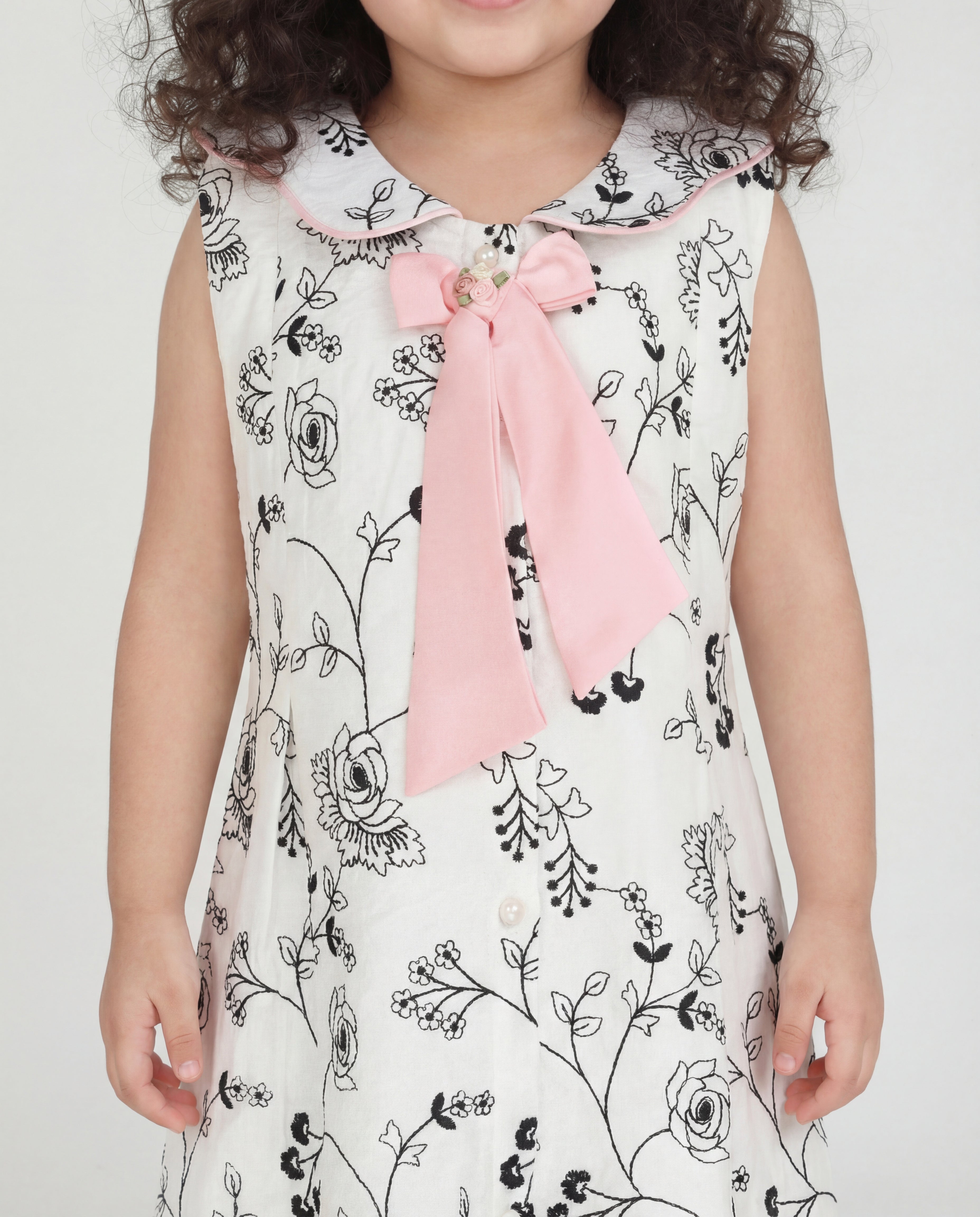 Black and white embroidered dress