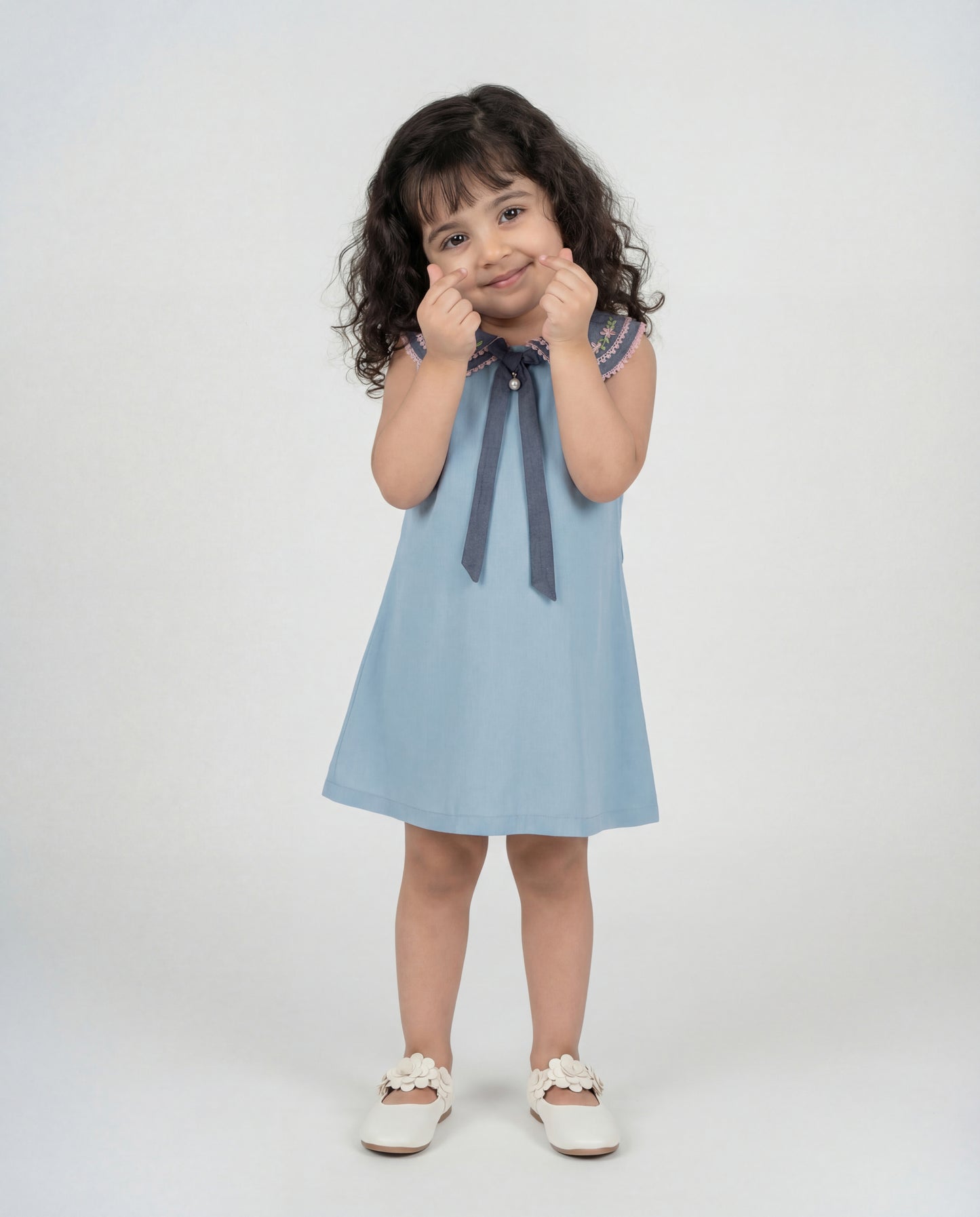 Denim dress with hand embriodery (SS26-#020)