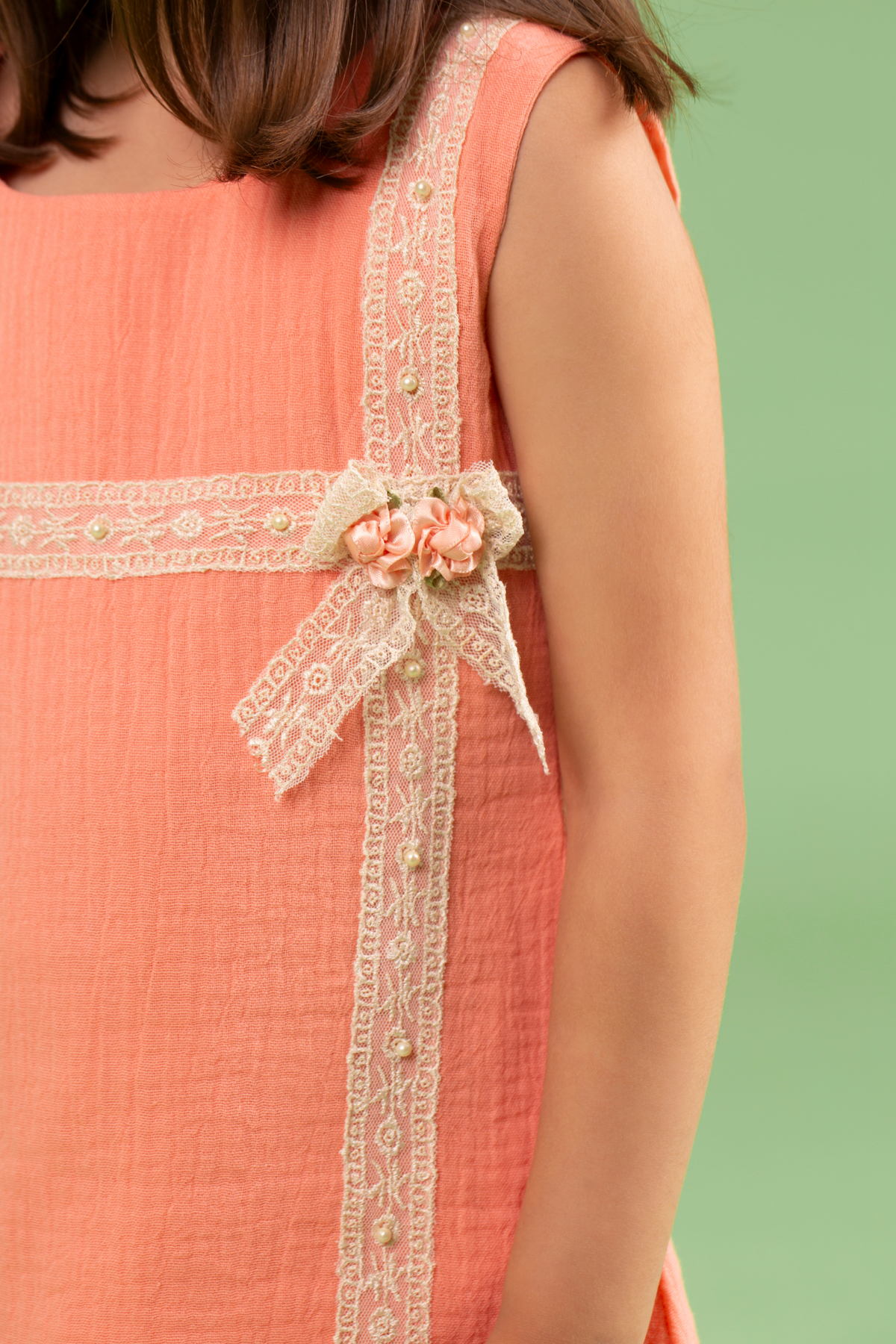 Orange Lace Cotton Dress