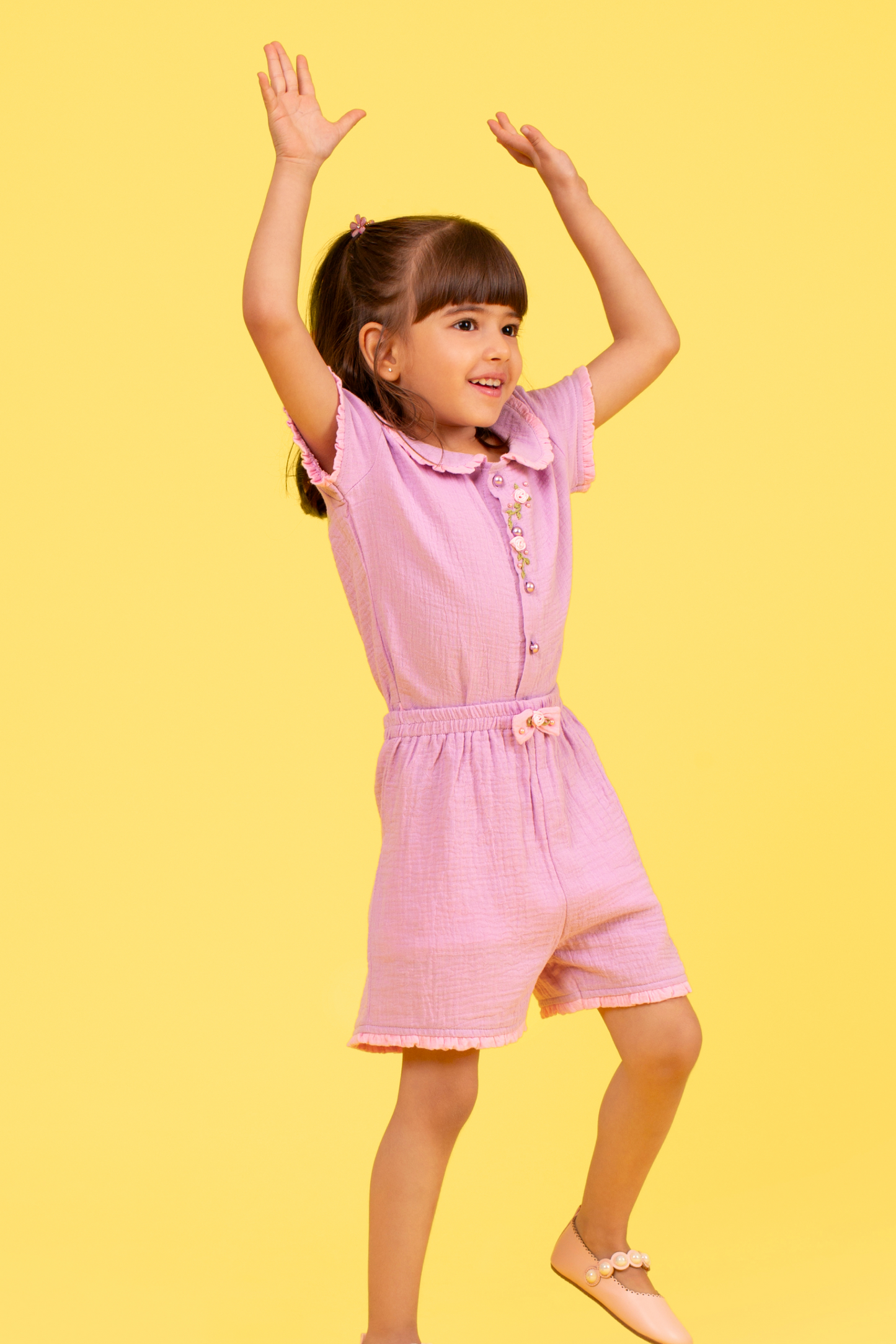 Lilac and pink shorts set