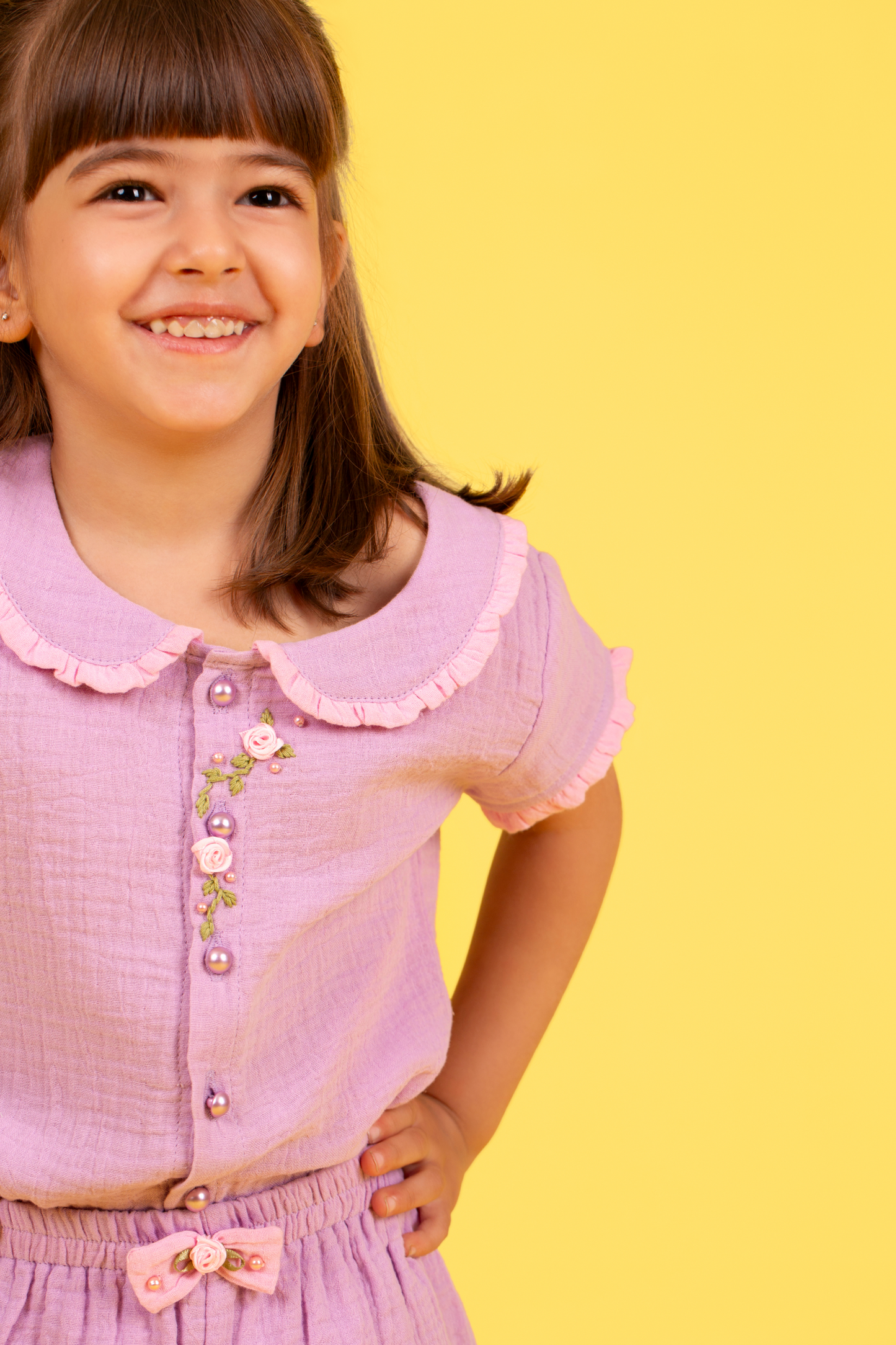 Lilac and pink shorts set