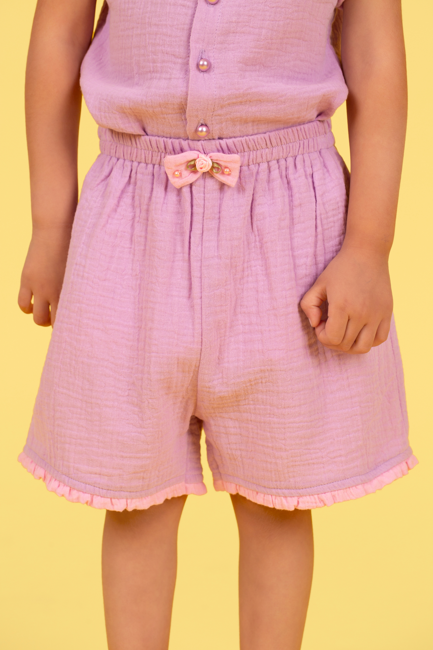 Lilac and pink shorts set