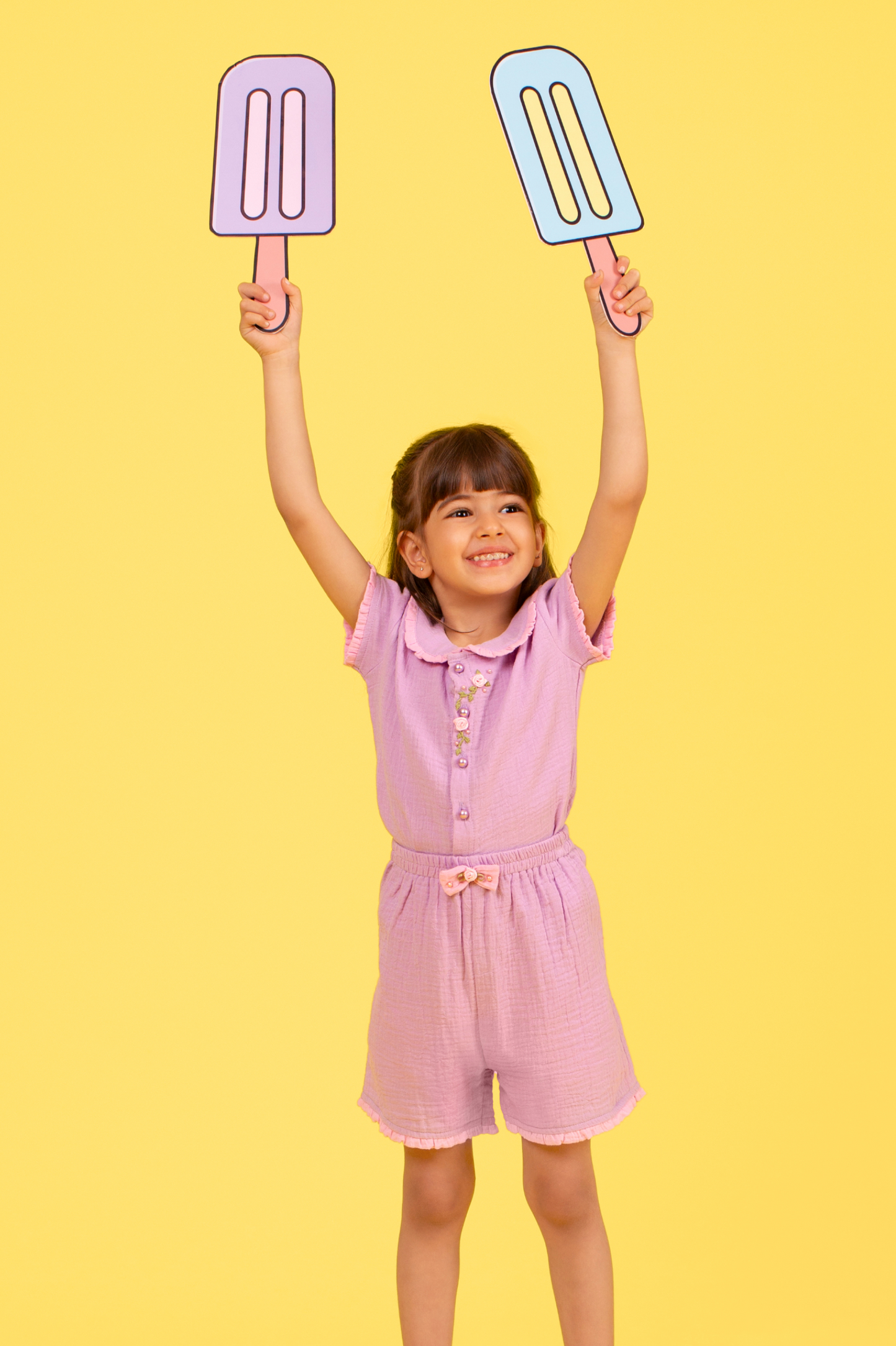 Lilac and pink shorts set