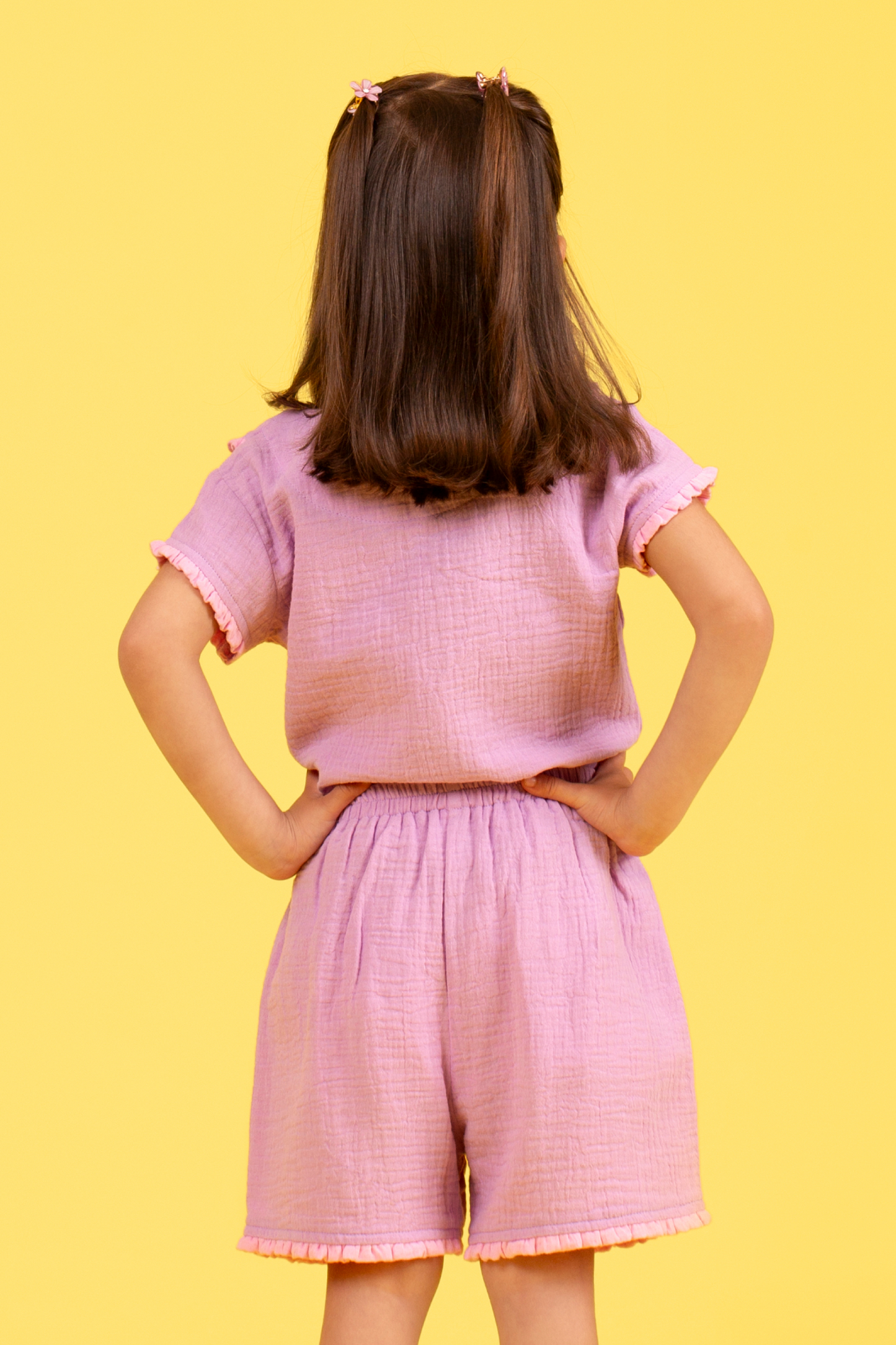 Lilac and pink shorts set