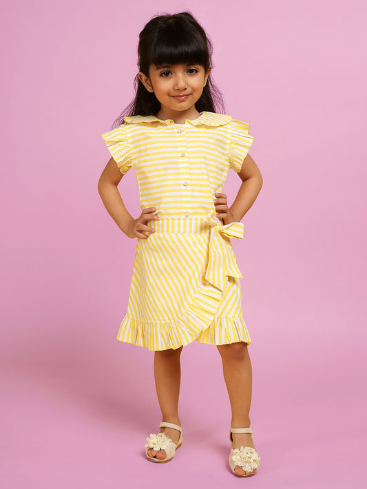 Yellow stripe sunshine skirt set