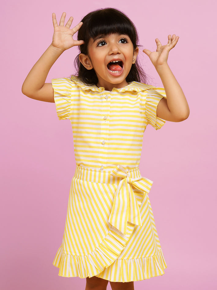 Yellow stripe sunshine skirt set
