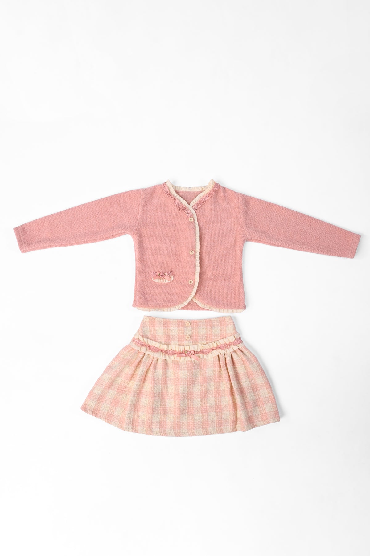 Peach Top with Peach Tweed Skirt