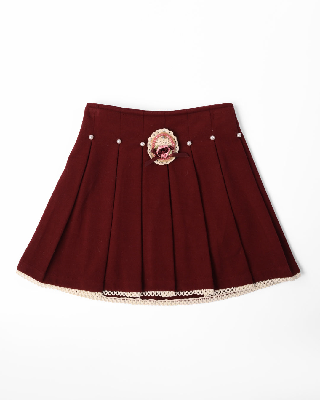 Butter Top with Pleated Maroon Skirt
