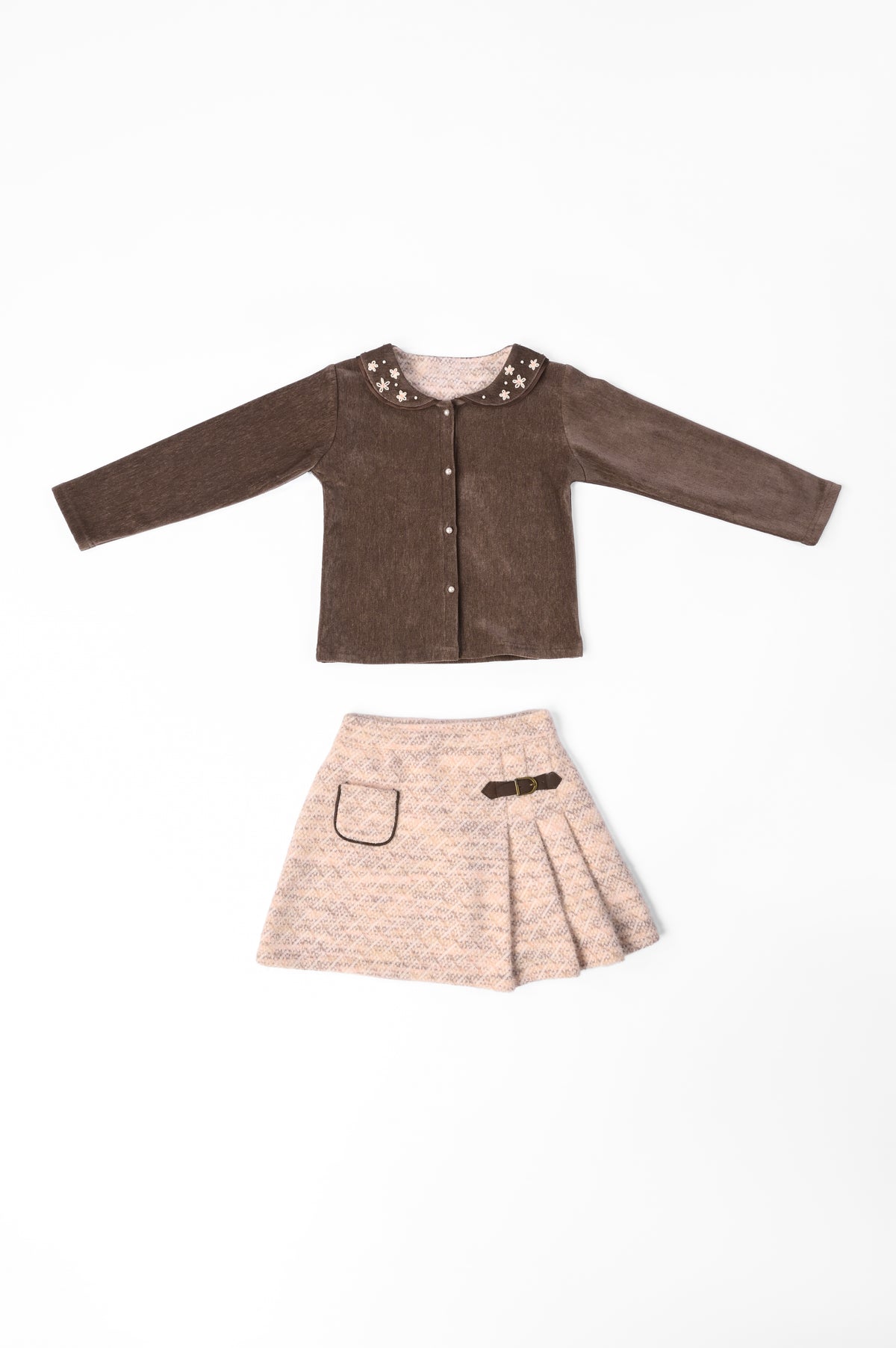Brown Top with Geometrical Check Dress
