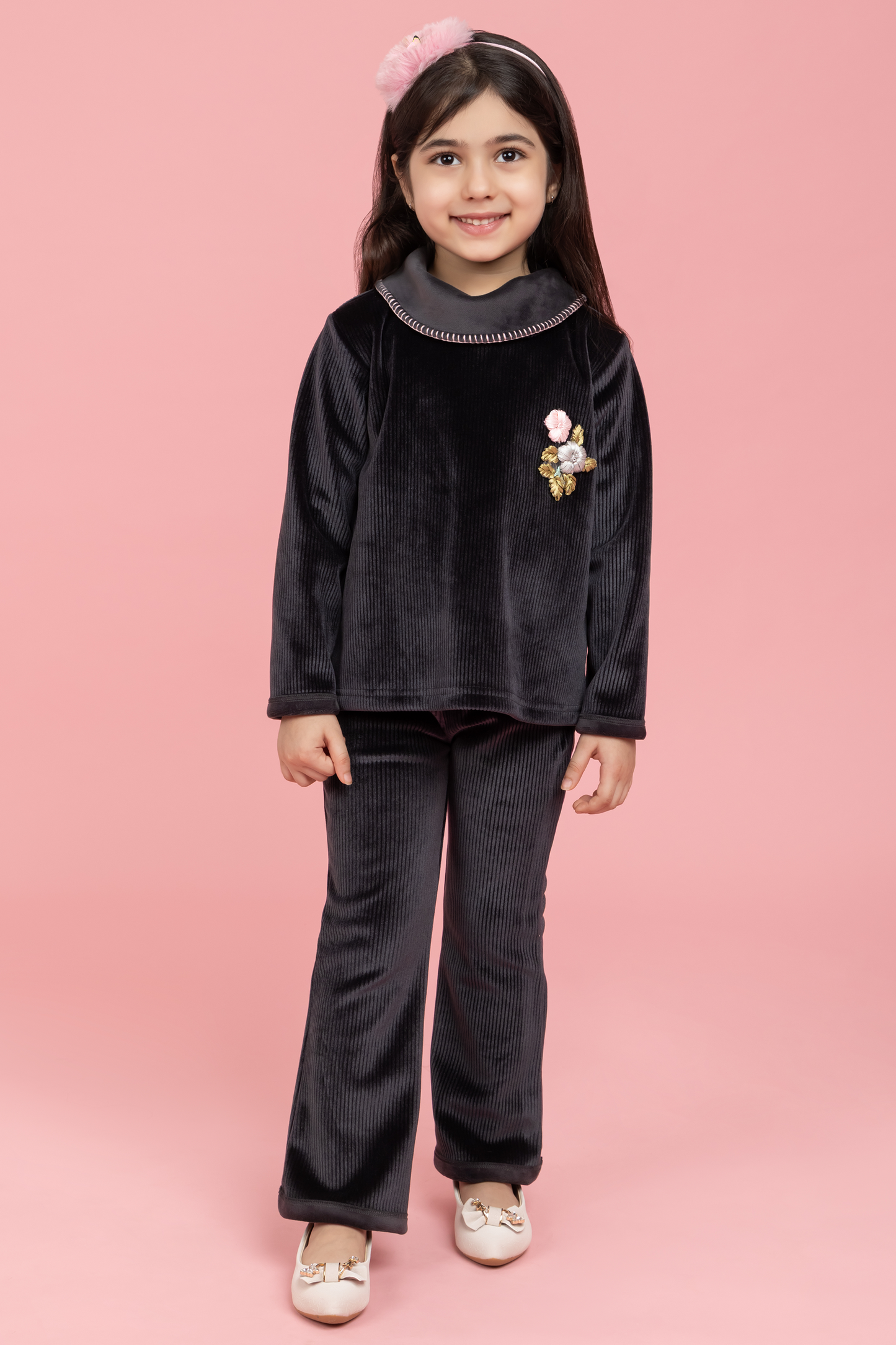 Dark grey co-ord set with embriodered patch