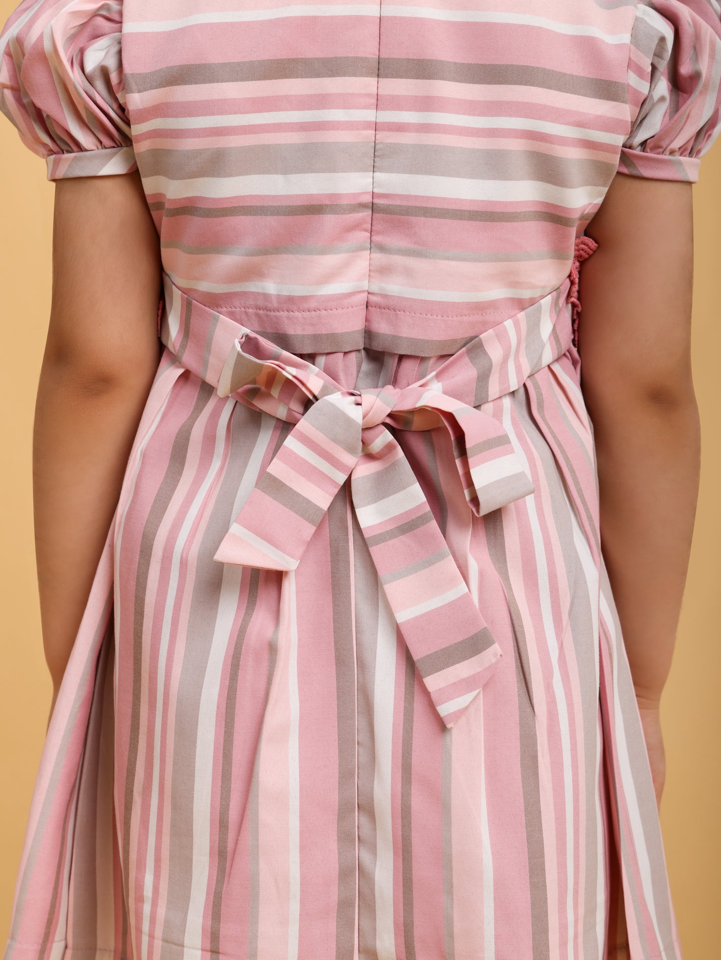 Pink Stripe Dress with fancy lace