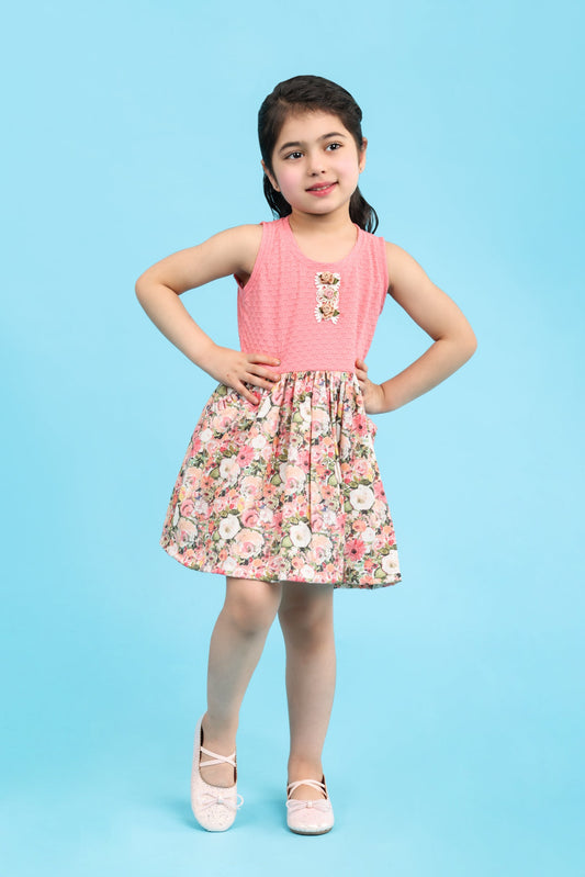 Peach Floral print dress