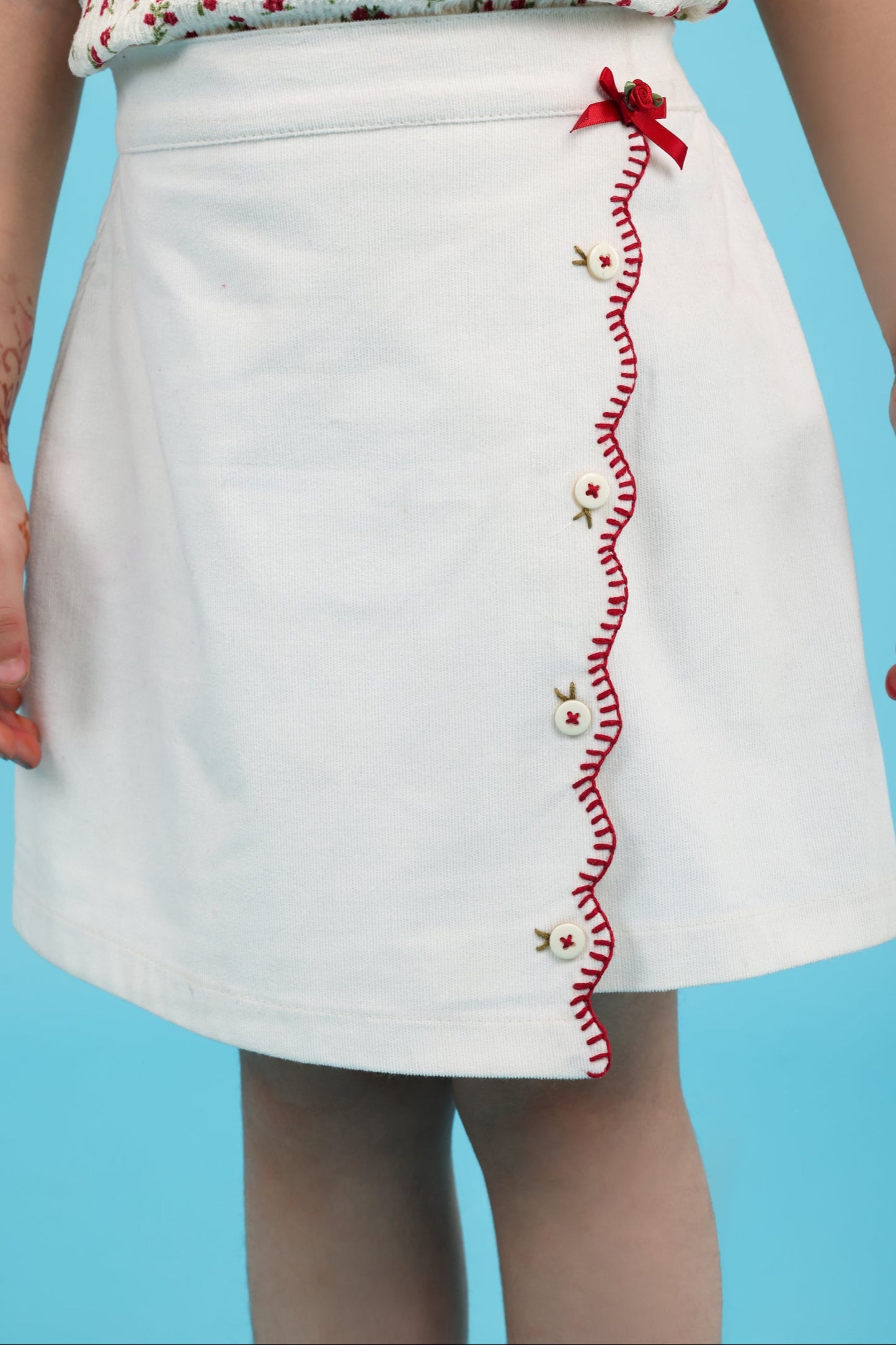 Floral printed top with fancy side flap skort