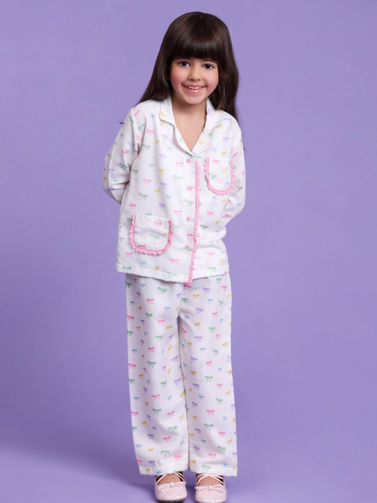 Bow printed nightsuit