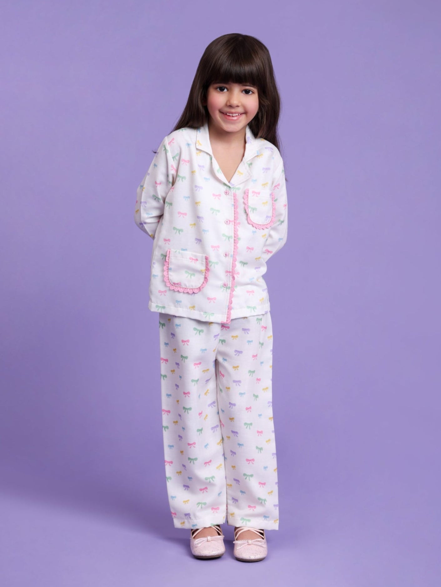 Bow printed nightsuit