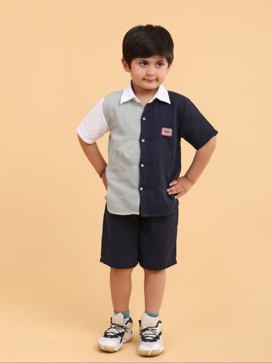 Navy green and white Cotton Co-ord set