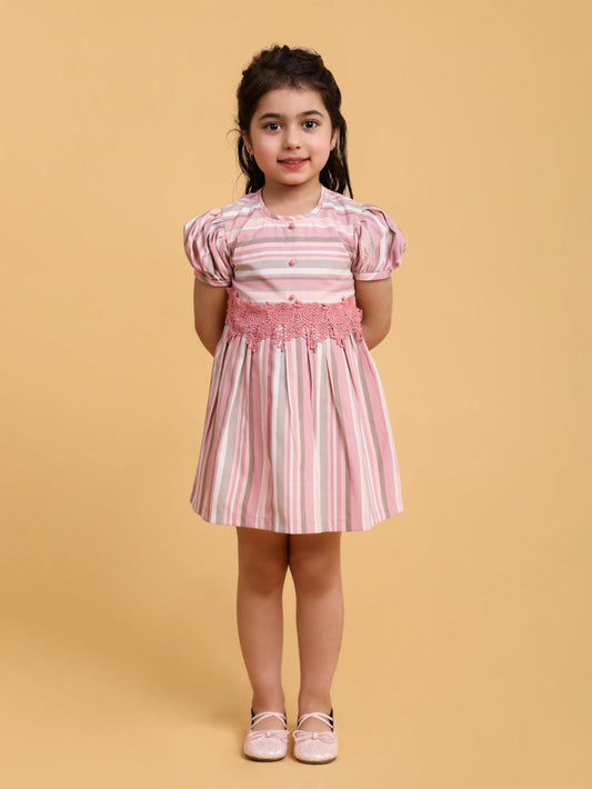 Pink Stripe Dress with fancy lace
