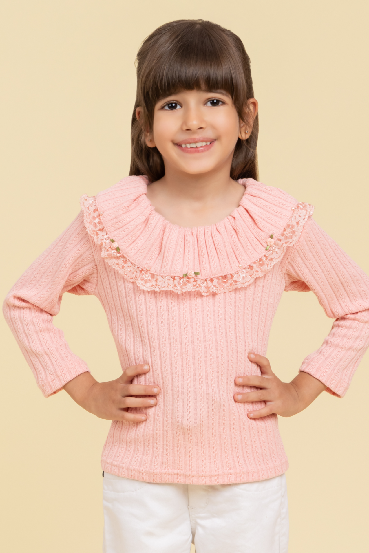 Light pink top with lace