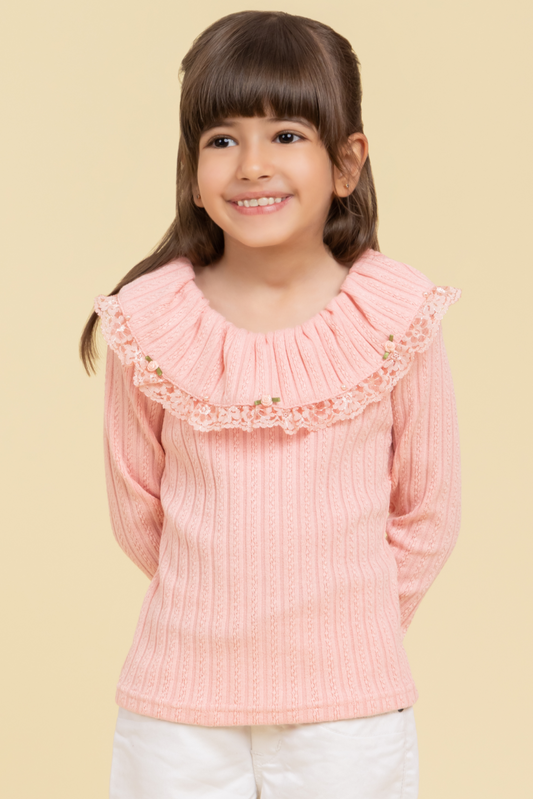 Light pink top with lace