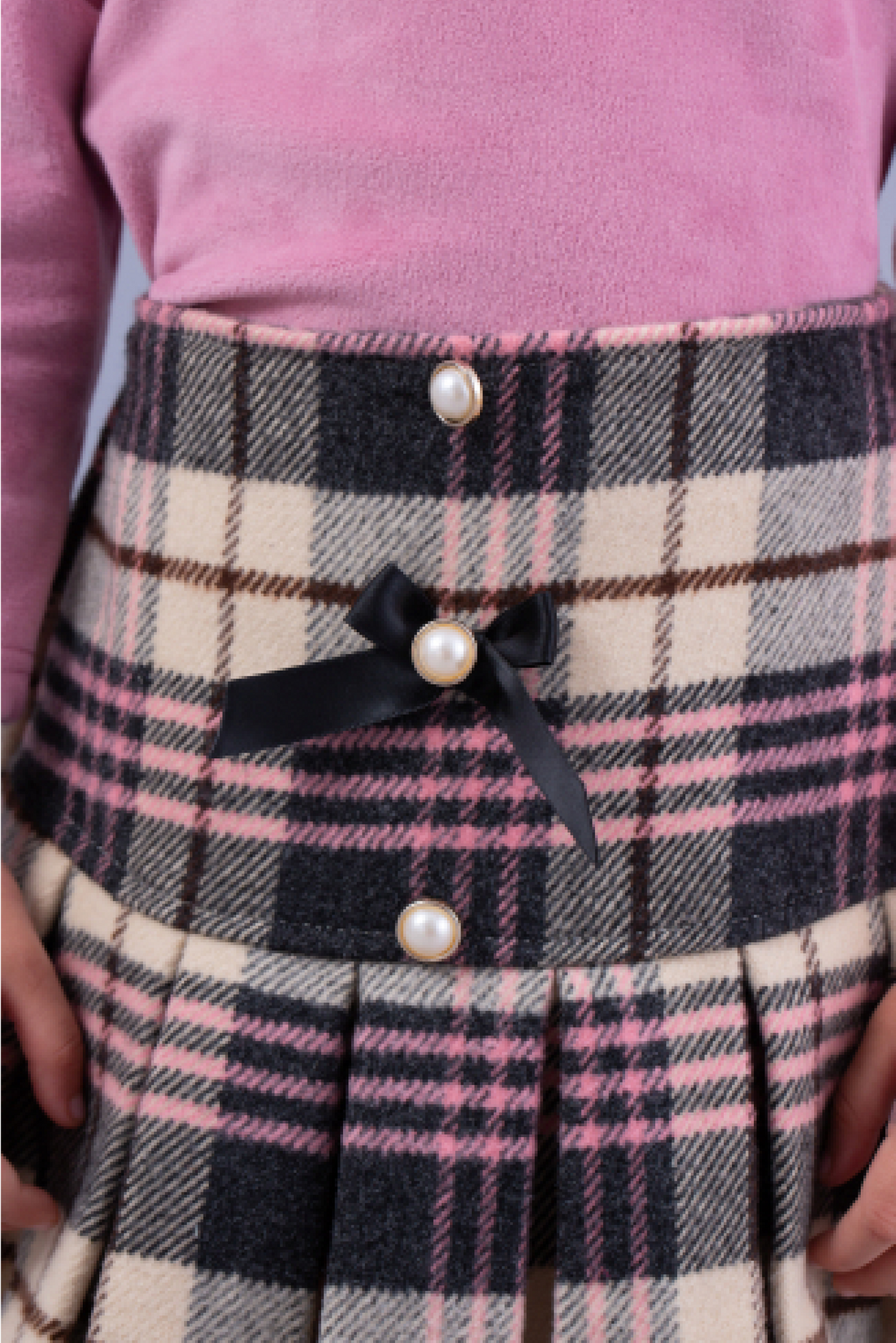 Pink and brown check skirt