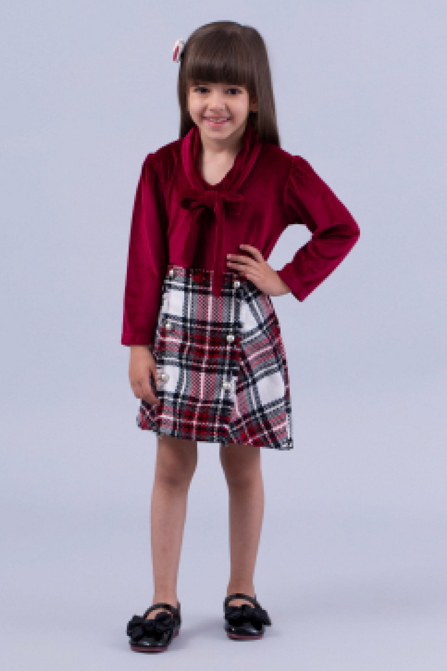 Maroon Check Skirt