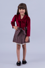 Maroon and cream small check skirt