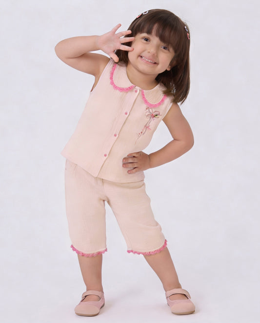 Super Comfortable Cream Musil Co-ord set