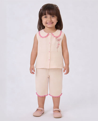 Super Comfortable Cream Musil Co-ord set