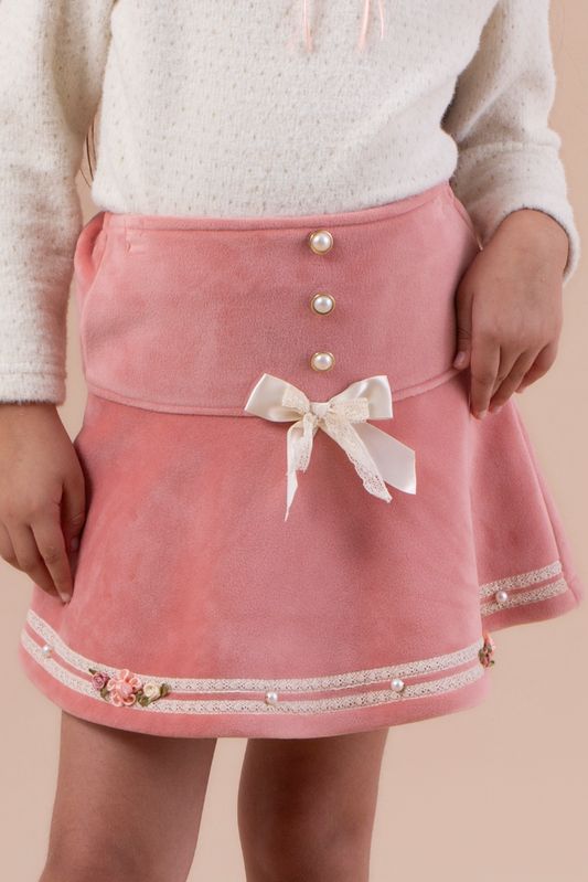 Peach skirt with lace