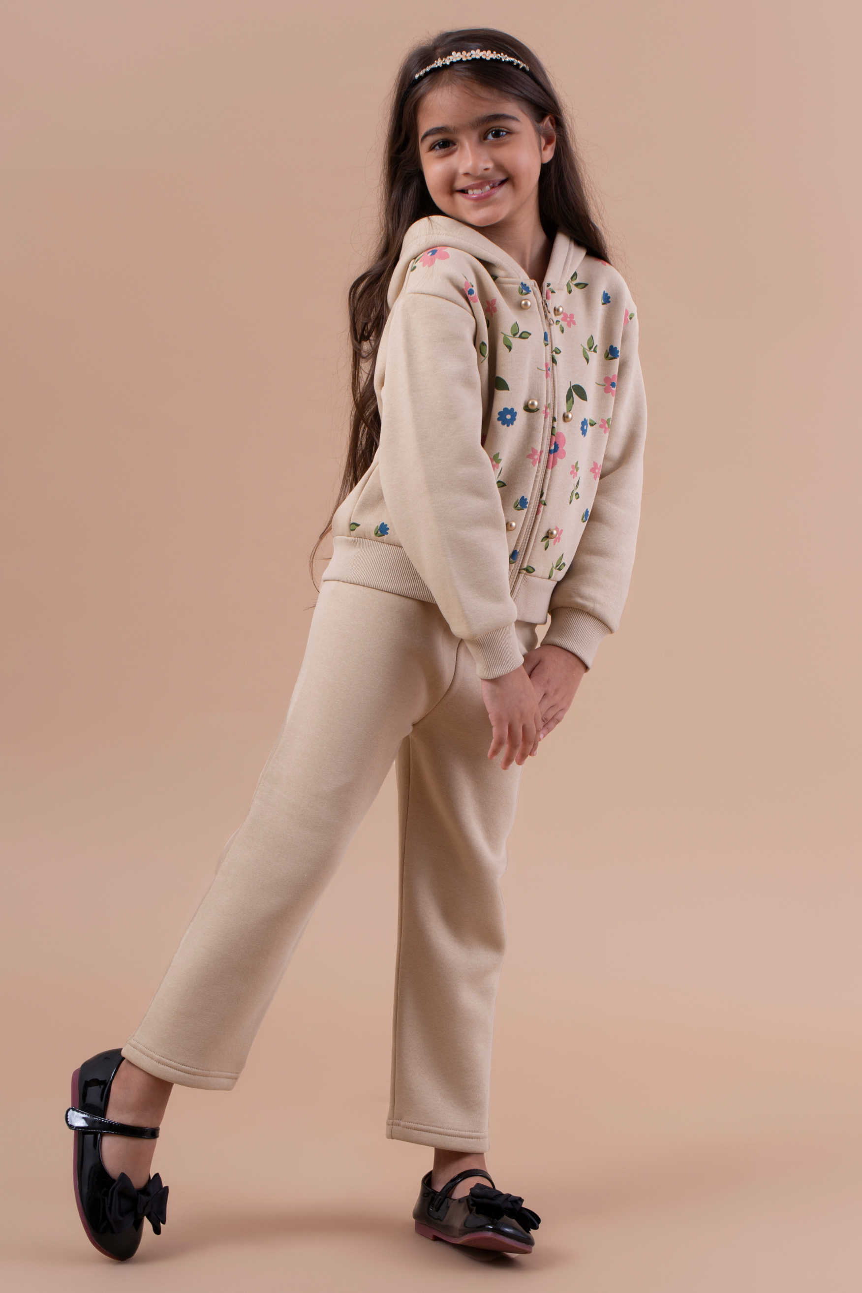 Beige print tracksuit