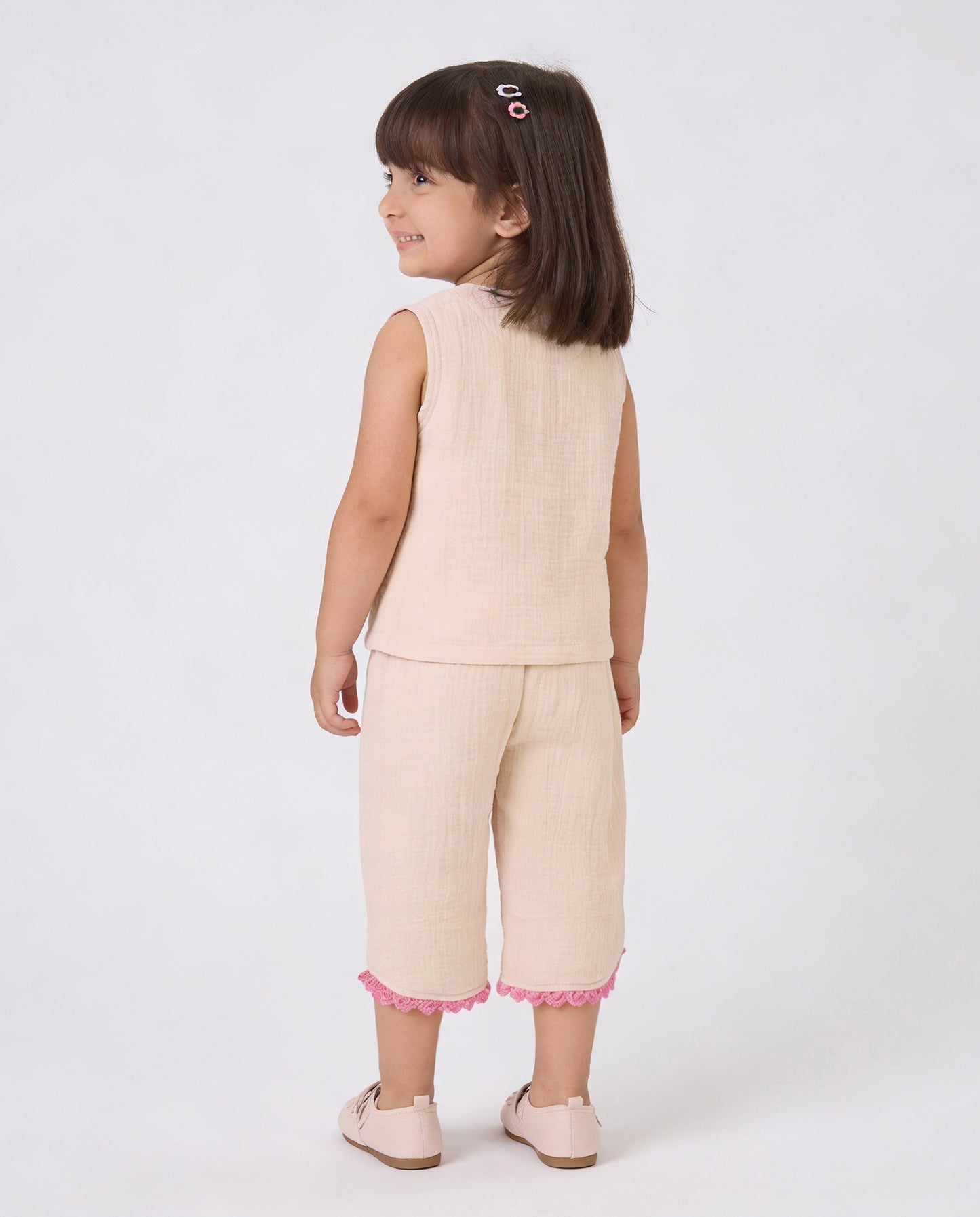 Super Comfortable Cream Musil Co-ord set