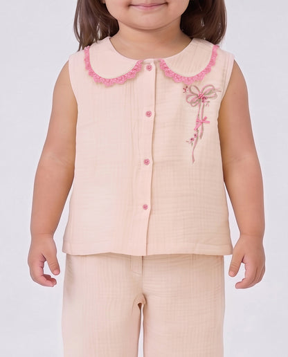 Super Comfortable Cream Musil Co-ord set