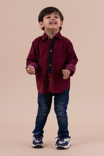 Maroon velvet corduroy shirt