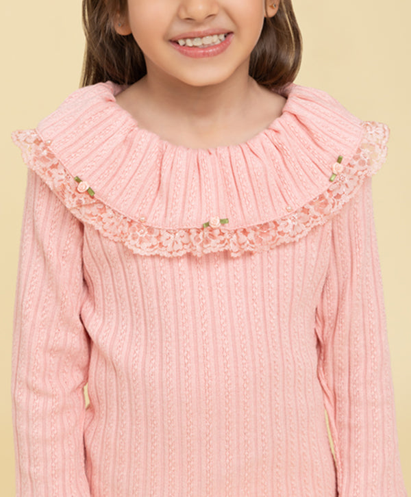 Light pink top with lace